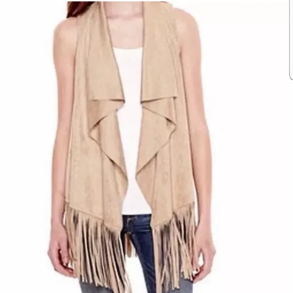 Dark Brown Faux Suede Fringe Vest